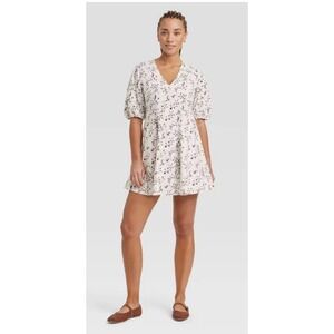 Women's Bell Elbow‎ Sleeve Mini A Line Floral Dress Medium Universal Thread